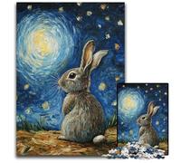 1000 Piece Jigsaw Puzzles Rabbit Under The Night Sky Cardboard Jigsaw Puzzles Family Fun, Unique Birthday And Gifts for And 14 Years Old 26X38CM