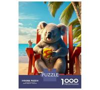 1000-piece Jigsaw Puzzles Raccoon Healing The Beach Adult Jigsaw Puzzle Hands-on Game Difficult Challenge Parent-child Interaction 52x38cm/1000pcs