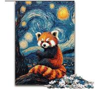 1000 Piece Jigsaw Puzzles Raccoon Under The Night Sky, Family Game Stress Reliever Difficult Challenge Enhance Love between Couples 26x38cm