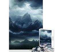 1000 Piece Jigsaw Puzzles- Rainy Mountain Thunder Puzzles for Teenagers Staycation Kill Time Wishlist with Santa Claus Unique Birthday And Xmas Gifts (50x75cm)