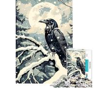 1000 Piece Jigsaw Puzzles Raven And The Winter Moon Difficult And Challenge Difficult Hard Practical Game for And 14 Years And over (38X52cm)