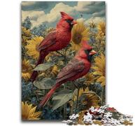 1000 Piece Jigsaw Puzzles Red Bird Sunflower Puzzles for Teenagers,Learning Educational Toys Family Games Gifts for Friends And Family (50x75cm)