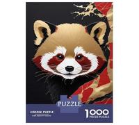 1000 Piece Jigsaw Puzzles- Red Panda Portrait with Gold Accents Jigsaws for Adults DIY Toys Perfect Decoration Deal As Gifts for The Whole Family 52x38cm/1000pcs