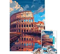 1000-piece Jigsaw Puzzles Rome Colosseum Pixel Art Addictive Toys to Cultivate Patience Educational Game Stress Reliever Birthday Gifts (Size 38x26cm)