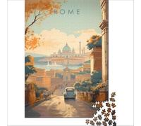 1000-piece jigsaw puzzles Rome Travel Poster | Hand Speed Race Beautiful design game deal as gifts for the whole family 50x75cm