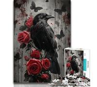 1000 Piece Jigsaw Puzzles Rose Crow,Stress Reliever Difficult Challenge Every Piece Is Unique - Challenging Family Fun Game (75x50cm)