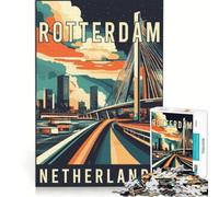 1000-piece Jigsaw Puzzles Rotterdam in Netherlands, Toy Wall Decor, Challenging To Complete, Improving Love between Couples 38x26cm