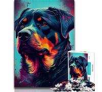 1000 Piece Jigsaw Puzzles Rottweiler Colorful 1000 Piece Jigsaw,Stress Reliever Staycation Kill Time Parent-child Interaction (size 38x26cm)