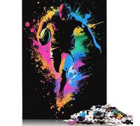 1000 Piece Jigsaw Puzzles Rugby Player Silhouette Creative Square Wooden Jigsaw Puzzles for Adults 1000pcs (75x50cm)
