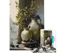 1000 Piece Jigsaw Puzzles- Rustic Olive Still Life Learning Educational Toys Impossible Game Staycation Kill Time Birthday Gifts (Size 38x26cm)