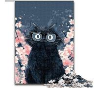 1000 Piece Jigsaw Puzzles Sakura Black Cat, Suitable for Ages 14 And Up Home Decor Deal As Gifts for The Whole Family (Size 50x75cm)