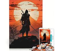 1000 Piece Jigsaw Puzzles Samurai Silhouette Against Rising Sun, Brain Teaser Game, Difficult And Challenge, Birthday Present, Gifts, 38x52cm