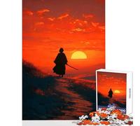 1000 Piece Jigsaw Puzzles Samurai Sunset Silhouette Fun Peaceful Family Home Activity Heartwarming Festive Present Choice (38X26cm)