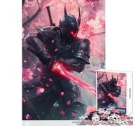 1000 Piece Jigsaw Puzzles- Samurai Warrior with Red Sword Home Decoration Toys Birthday Gifts Educational Game Train Your Brain And Hands Size 38x26cm