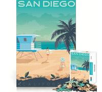 1000 Piece Jigsaw Puzzles San Diego Travel Poster Clean Cut Piece Mind Challenge Toy Calm Time Fun Christmas Art Piece (38x26cm)