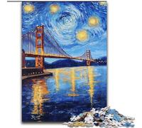 1000 Piece Jigsaw Puzzles San Francisco Bridge at Night, for And 14 Years And over for Educational Game Challenge Toy Gift for Birthdays (size 50x75cm)