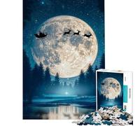 1000-piece Jigsaw Puzzles Santa Reindeer Sleigh Fly Difficult And Challenge Home Art Decor Hands-on Game for 14+ Puzzle Game Offered (38x52cm)