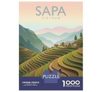 1000 Piece Jigsaw Puzzles- Sapa Vietnam Rice Terraces Teenager Puzzles Brain Teaser Game Stress Reliever Deal As Gifts for The Whole Family 70x50cm/1000pcs