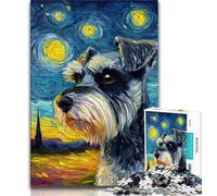 1000 Piece Jigsaw Puzzles Schnauzer Dog Under The Night Sky Teenager Puzzles,Challenging Game Toys Wall Decoration Unique Birthday And Xmas Gifts (size 75x50cm)