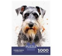 1000-piece Jigsaw Puzzles Schnauzer Watercolor Dog Adult Jigsaw Puzzle Hands-on Game Difficult Challenge Parent-child Interaction 52x38cm/1000pcs