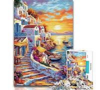 1000 Piece Jigsaw Puzzles Seaside Village Teenager Jigsaw,Brain Intelligence Challenge Addictive Toys for Home Decoration (size 75x50cm)