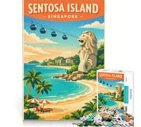 1000-piece Jigsaw Puzzles Sentosa Island Singapore, Toy Wall Decor, Challenging To Complete, Improving Love between Couples 38x26cm