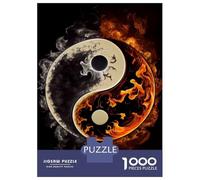 1000 Piece Jigsaw Puzzles- Shadow Flame Yin And Yang Teenager Puzzles Brain Teaser Game Stress Reliever Deal As Gifts for The Whole Family 52x38cm/1000pcs