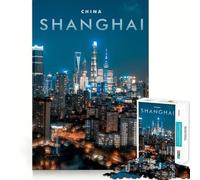 1000 Piece Jigsaw Puzzles Shanghai City Skyline Accurate Cut Fun Mental Challenge Toy Rest Time Game Birthday Art Play(38x26cm)
