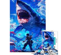 1000 Piece Jigsaw Puzzles Shark Attack Artwork 1000 Piece Jigsaws Anti-Stress Toys Home Art Decor Gifts for Friends And Family (38x52cm)