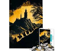 1000-piece Jigsaw Puzzles Silhouetted Riders Approaching Castle Fun Activities at Home Difficult Challenge Anti-Stress Toys for And from 14 Years And over (38x26cm)