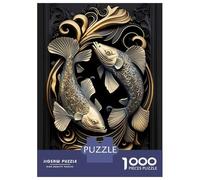 1000 Piece Jigsaw Puzzles- Silver Gold Koi Fish Teenager Puzzles Brain Teaser Game Stress Reliever Deal As Gifts for The Whole Family 38x26cm/1000pcs