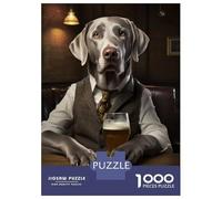1000-piece Jigsaw Puzzles Silver Labrador in The Pub Adult Jigsaw Puzzle Toy Wall Decor A Work of Art Unique Gifts for Birthday And Christmas 70x50cm/1000pcs