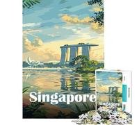 1000 Piece Jigsaw Puzzles Singapore Skyline Difficult And Challenge Difficult Hard Practical Game for And 14 Years And over (50X75cm)