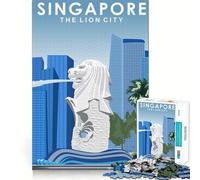 1000 Piece Jigsaw Puzzles Singapore Travel Poster Accurate Cut Fun Mental Challenge Toy Rest Time Game Birthday Art Play (38x52cm)