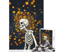 1000 Piece Jigsaw Puzzles- Skeleton Waiting in Between Educational Toy Gift Birthday Hands-on Game with Matching Poster And Trivia Sheet Size 38x26cm