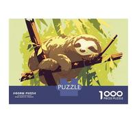 1000-piece Jigsaw Puzzles Sleeping Sloth on Branch Illustration Jigsaws for Adults Brain Teaser Game Improve Memory Unique Gifts for Birthday And Christmas 38x26cm/1000pcs