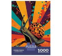 1000 Piece Jigsaw Puzzles- Snail Pop Art Rainbow Snail Funky Garden Creature Jigsaw Puzzle Brain Teaser Game Wall Decoration Deal As Gifts for The Whole Family 70x50cm/1000pcs