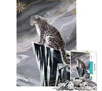 1000 Piece Jigsaw Puzzles Snow Leopard on An Icy Mountain Peak Difficult And Challenge Analysis And Logic DIY Toys for And from 14 Years And over (38X52cm)