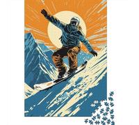 1000 Piece Jigsaw Puzzles- Snowboarding Adventure Poster-1 Jigsaw for Adults Brain Teaser Game Difficult Challenge Stress Reduction Gifts 38x26cm/1000pcs