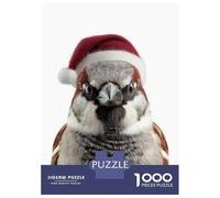 1000 Piece Jigsaw Puzzles- Sparrow Wearing A Santa Hat Jigsaw Puzzle Brain Teaser Game Wall Decoration Deal As Gifts for The Whole Family 52x38cm/1000pcs