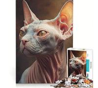 1000 Piece Jigsaw Puzzles Sphynx Cat Oil Paint, Educational Toy, Challenging To Complete, Unique Birthday And Xmas Gifts 38x52cm