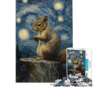 1000 Piece Jigsaw Puzzles- Squirrel Under Starry Night Adult Jigsaw Puzzle Anti-Stress Toys Analysis And Logic Deal As Gifts for The Whole Family (Size 38x52cm)