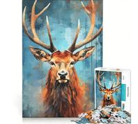 1000 Piece Jigsaw Puzzles Stag Portrait Pop Art, Educational Toy, Challenging To Complete, Unique Birthday And Xmas Gifts 50x75cm