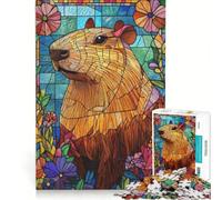 1000 Piece Jigsaw Puzzles Stained Glass Capybara, Educational Toy, Challenging To Complete, Unique Birthday And Xmas Gifts 38x26cm