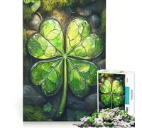 1000 Piece Jigsaw Puzzles Stained Glass Four-Leaf Clover, Educational Toy, Challenging To Complete, Unique Birthday And Xmas Gifts 38x52cm