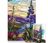 1000 Piece Jigsaw Puzzles Stained Glass Landscape Accurate Cut Fun Mental Challenge Toy Rest Time Game Birthday Art Play(38x26cm)