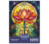 1000-piece Jigsaw Puzzles Stained Glass Lotus Adult Jigsaw Puzzle Hands-on Game Difficult Challenge Parent-child Interaction 70x50cm/1000pcs