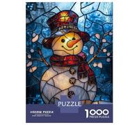 1000 Piece Jigsaw Puzzles- Stained Glass Snowman Teenager Puzzles Brain Teaser Game Stress Reliever Deal As Gifts for The Whole Family 70x50cm/1000pcs