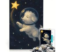 1000 Piece Jigsaw Puzzles Star-Chasing Puppy in Space, Brain Teaser Game, Difficult And Challenge, Birthday Present, Gifts, 50x75cm