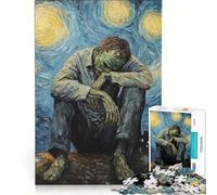 1000 Piece Jigsaw Puzzles Starry Night Loneliness, Educational Toy, Hand Speed Race, with Fully Interlocking Randomly Shaped Pieces 38x26cm
